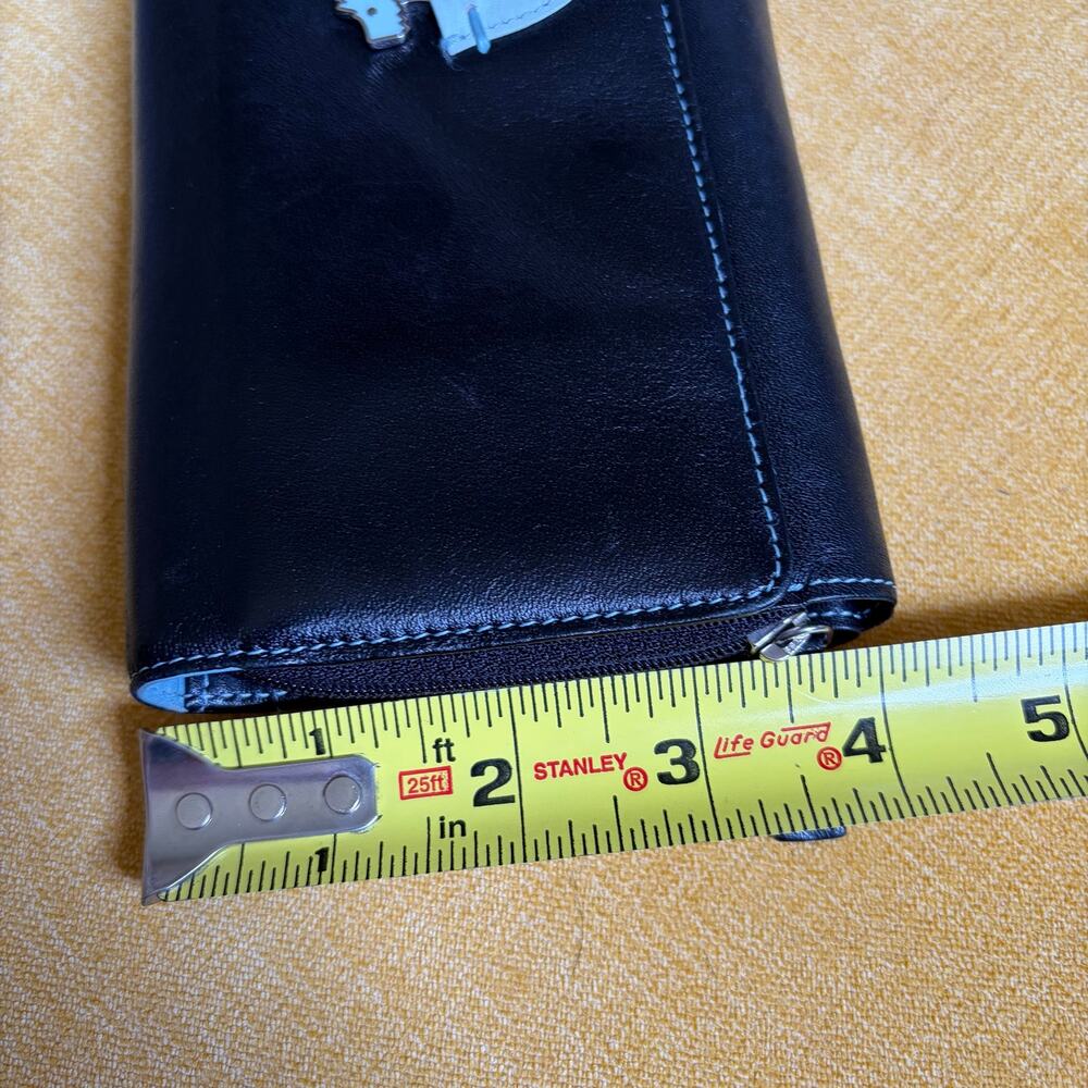 Radley Black Leather Trifold and Zip Wallet Light Blue Scottie Dog - Picture 9 of 9